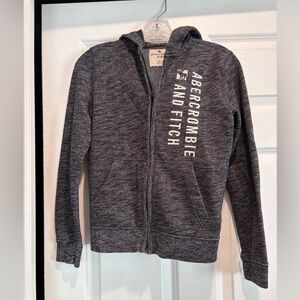 abercrombie kids gray marled zip-up hoodie